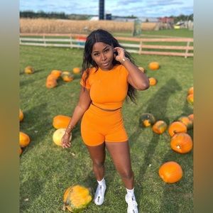 Large spandex orange set